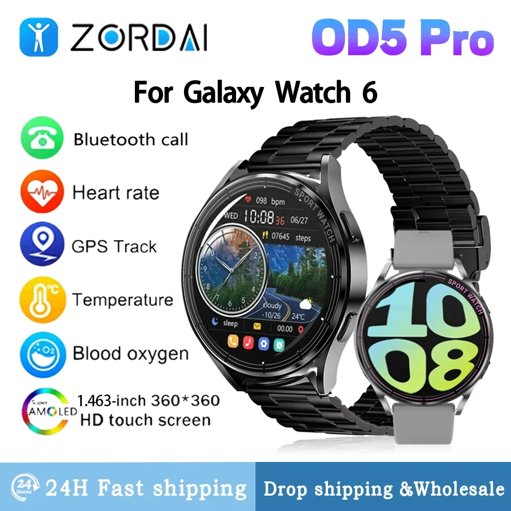 

Zordai OD5 Pro Smart Watch 2024 NEW For Galaxy Watch 6 Bluetooth Call NFC ECG IP68 Waterproof Sport Fitness Smartwatch for Men