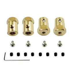 Set of 4 Brass Hub Hex Adapters (5mm to 12mm) (1Set)
