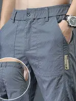 Summer Thin Elastic Ice Silk Men's Slim Fit Cool Qui Dry Breathable Straight Leg Pants Wear Resistant Casual Trousers