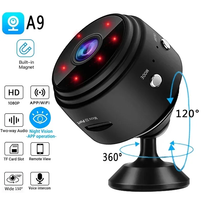 Mini WiFi A9 Camera 1080P HD Wireless Monitoring Security Protection Remote Monitor Video Surveillance Camcorders Smart Home
