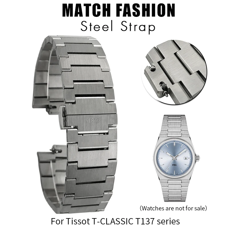 

High Quality Stainless Steel Convex Watchband 11mm 12mm for Tissot 1853 PRX Series for T137.410 T137.407 T137 Band Watch Strap