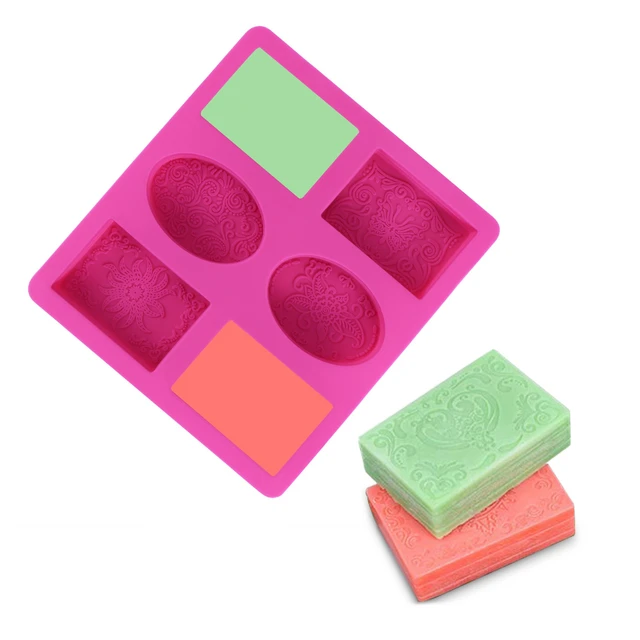 Silicone Soap Mold for Soap Making 3D 6 Forms Oval Rectangle Soap