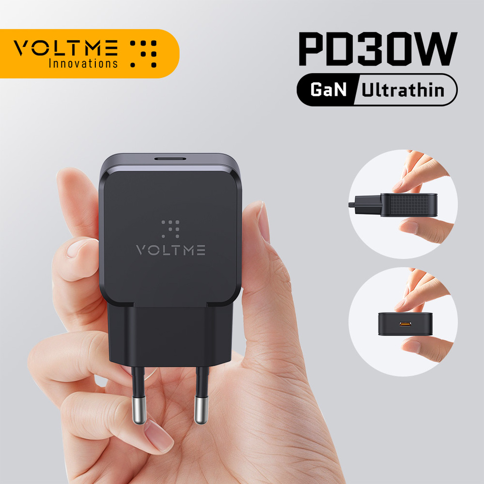  VOLTME PD 30W GaN Charger PD Fast USB Type C Charger USB C PD3.0 QC3.0 Quick Charging For iPhone 16 15 14 Mobile Phone Charger 