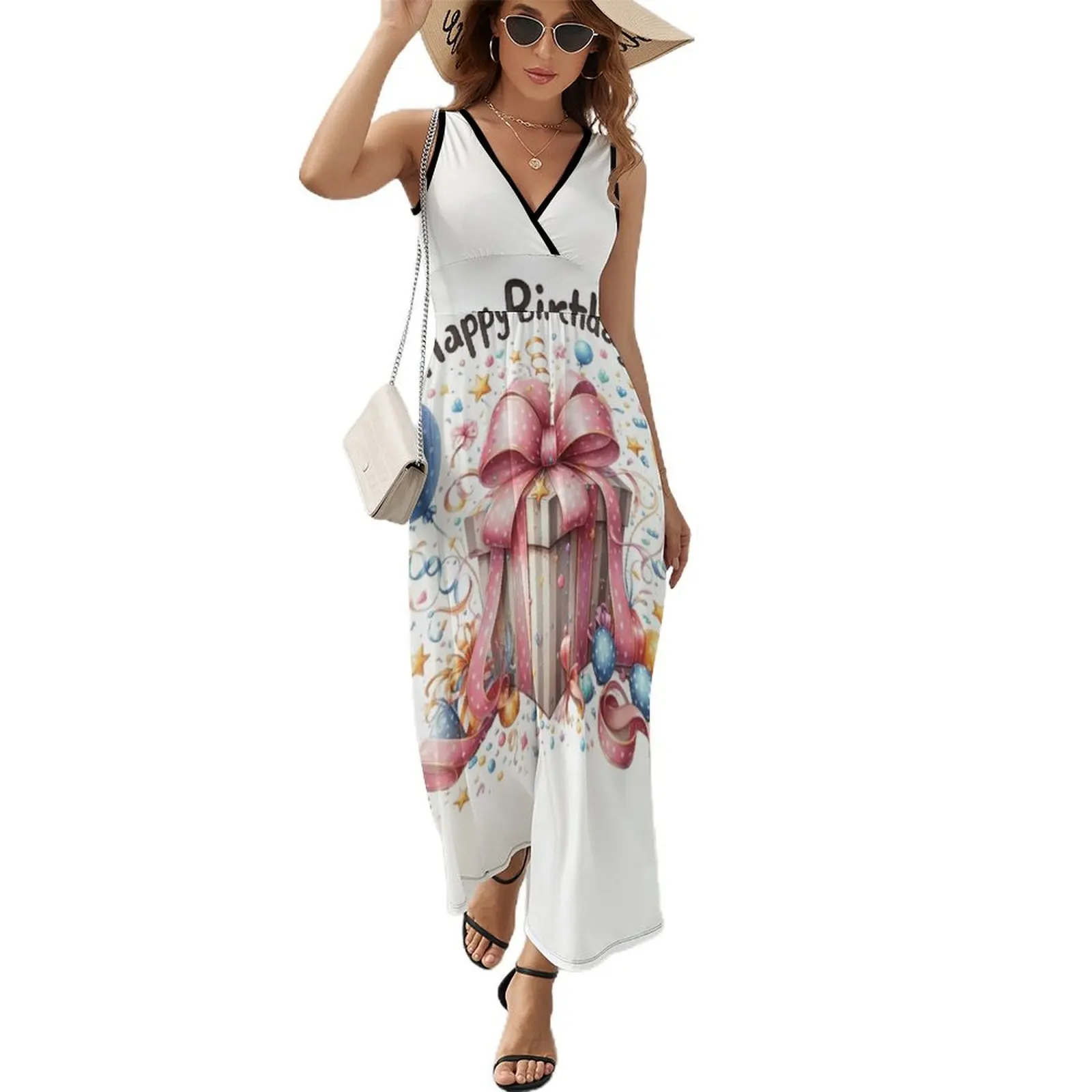

Happy Birthday Sleeveless Dress cute dress women's summer dress 2024