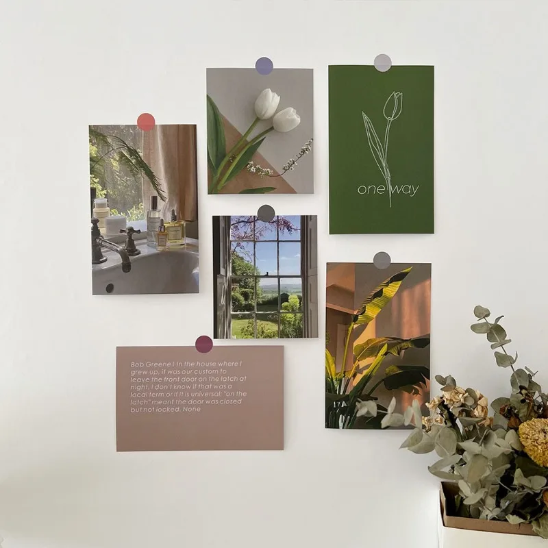 

6PCS Set INS Sen Tulip Wall Decoration Sticker Photography Props Magazine Card Background Wall Creative Painting