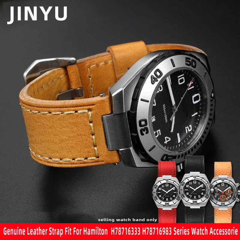 Cinturino In Vera Pelle Modificato Adatto Per Hamilton Khaki Navy Devil Fish H78716333 H78716983 Accessori Per Orologi Da Uomo Serie