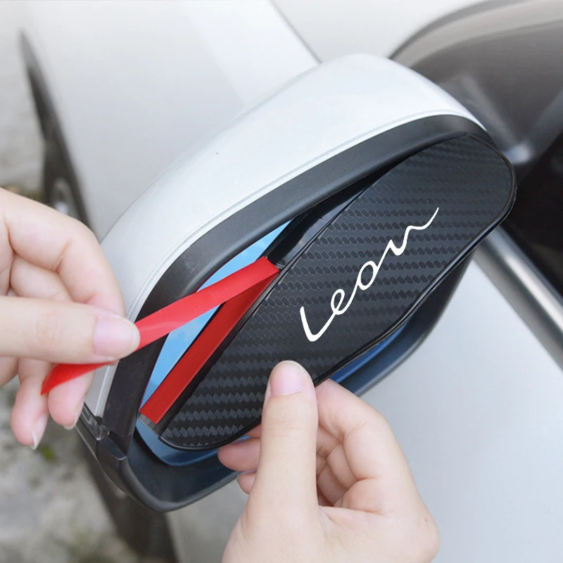 2x Car Rearview Mirror Rain Eyebrow Visor Carbon Fiber Car Rearview Side Snow Sun Visor Rain Cover for Seat Leon accessories