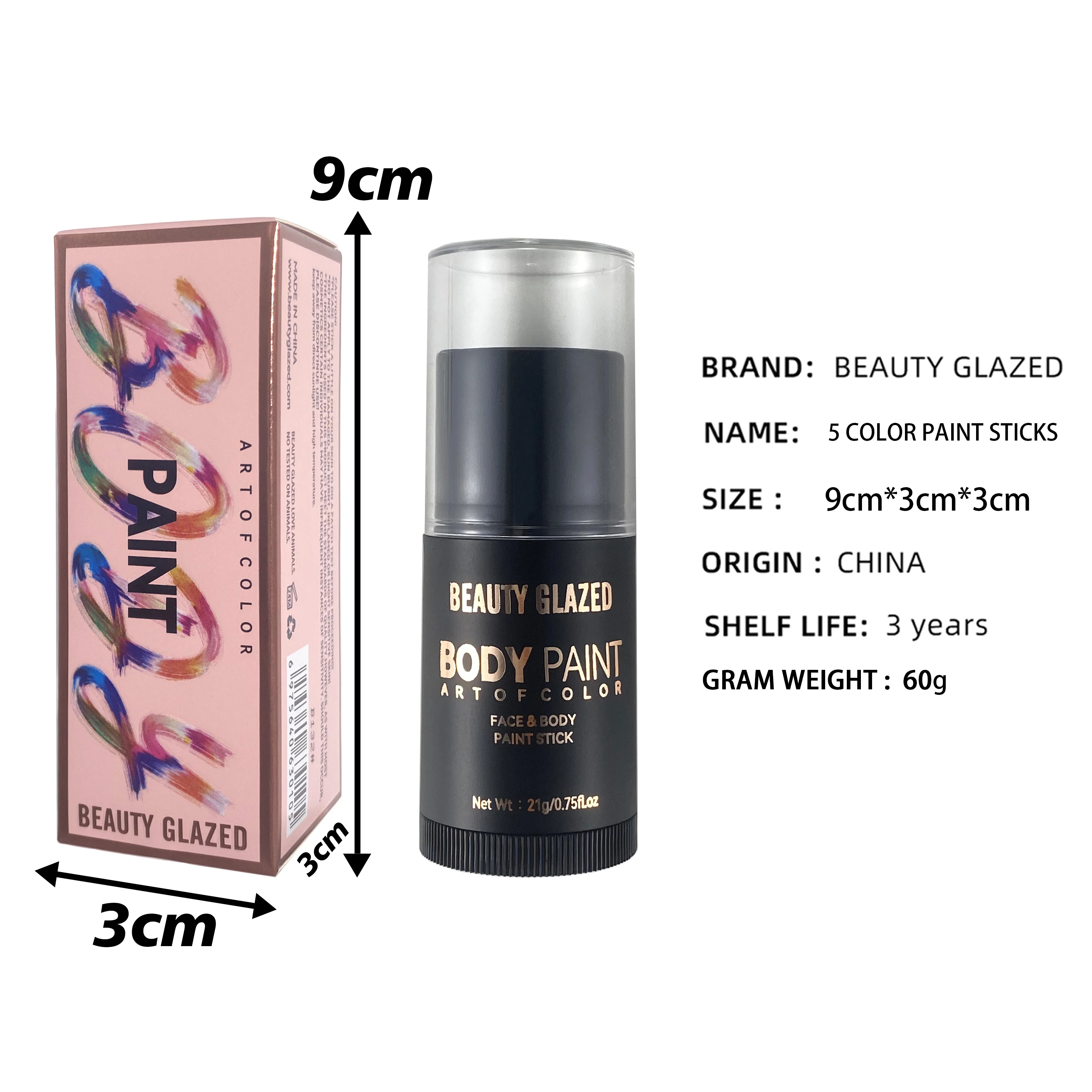 Description Picture 2 of itemBEAUTY GLAZED Face & Body Paint Stick Professional Flash Non toxic Safety Tattoos Halloween,Mardi Gras Makeup