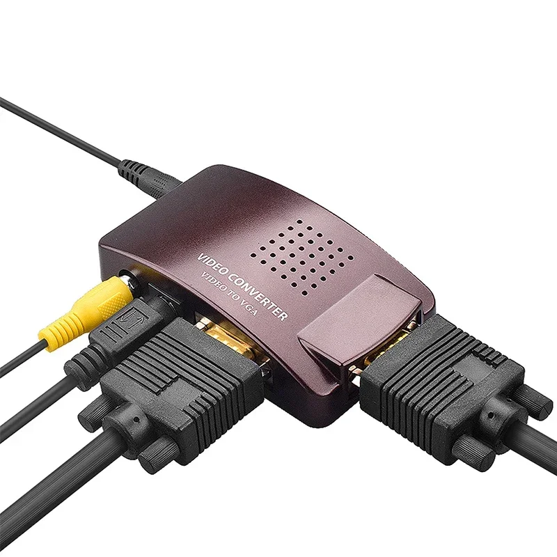 1080P AV RCA композитный видео Svideo VGA в VGA конвертер адаптер для DVD DVR VCR ноутбука ПК к ТВ монитору проектора PAL NTSC