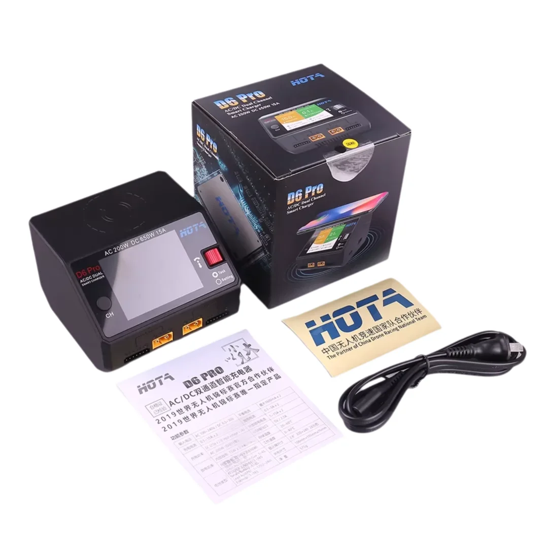 HOTA D6 Pro AC 200 Вт DC 650 Вт 15A * 2 двухканальное зарядное устройство Lipo Поддержка распределения питания для моделей NiZn Nicd NiMH аккумуляторов RC thumbnail 4