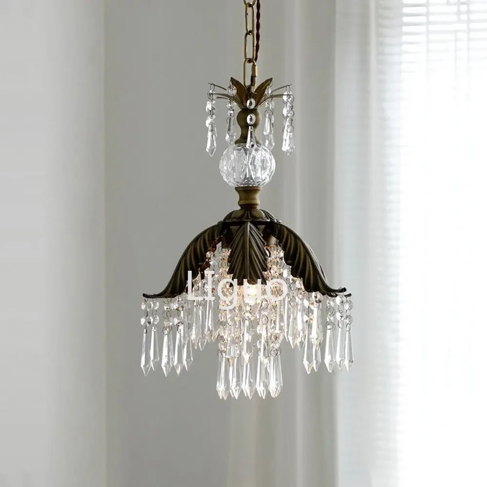 

Vintage Luxury Crystal Pendant Light - Bronze Retro Chandelier - Living Room, Kitchen Island - Suspension Luminaire Pendant Lamp