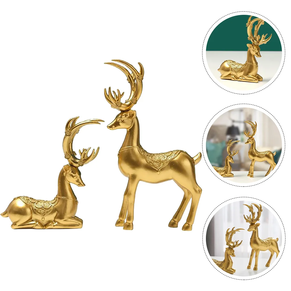 

1 Pair of Elk Decors Resin Elk Sculpture Desktop Elk Adornment Office Elk Decor