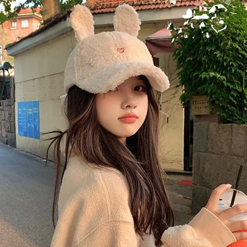 

Plush Baseball Hat for Teens Girl Autumn Winter BerberFleece Baseball Hat Fashionable Peaked Hat for Women