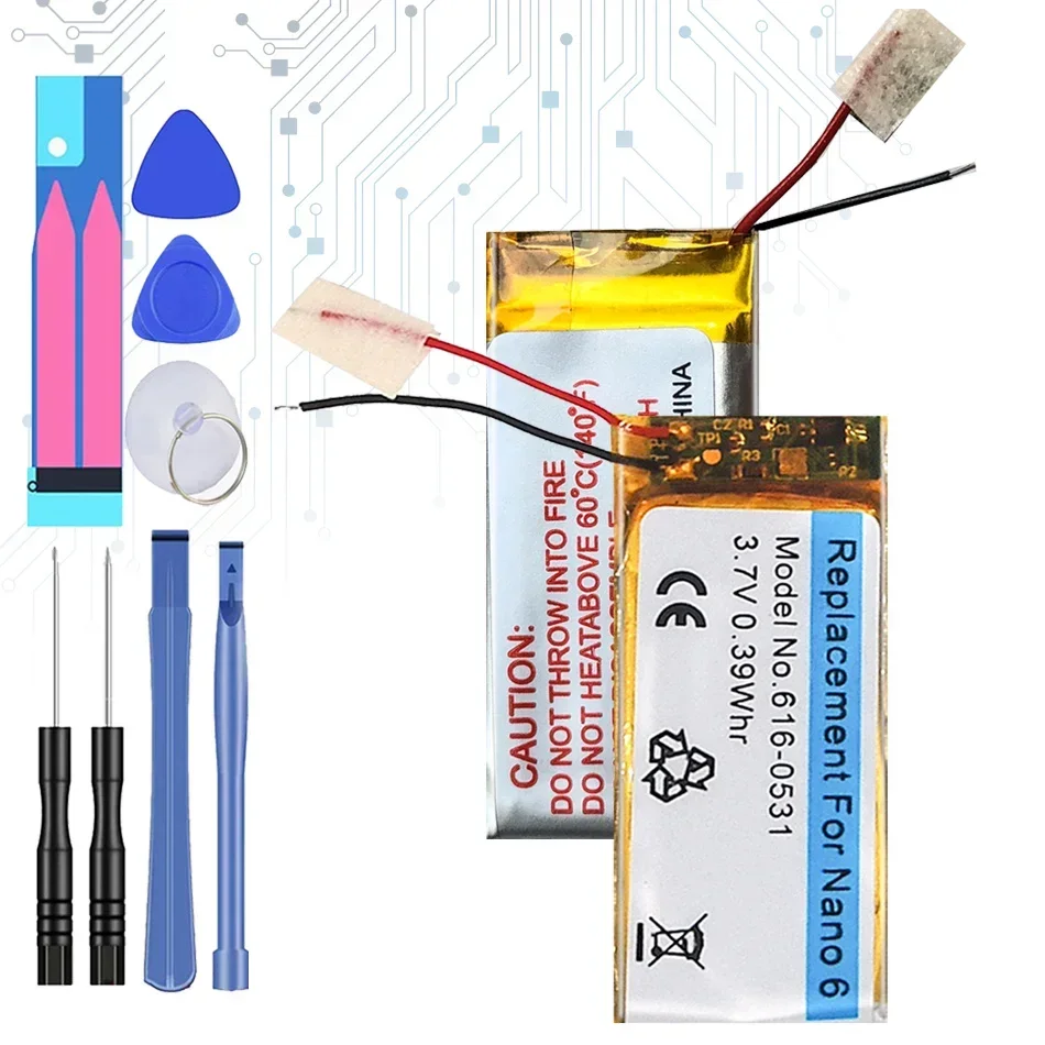 616-0531 Batteria Di Ricambio Per Ipod Nano 6 6Th Gen 8Gb 16Gb Nano6/Nano 4 4Th Gen/Nano 7 7Th 616-0639 616-0640 [W0784] Mp3 Mp4