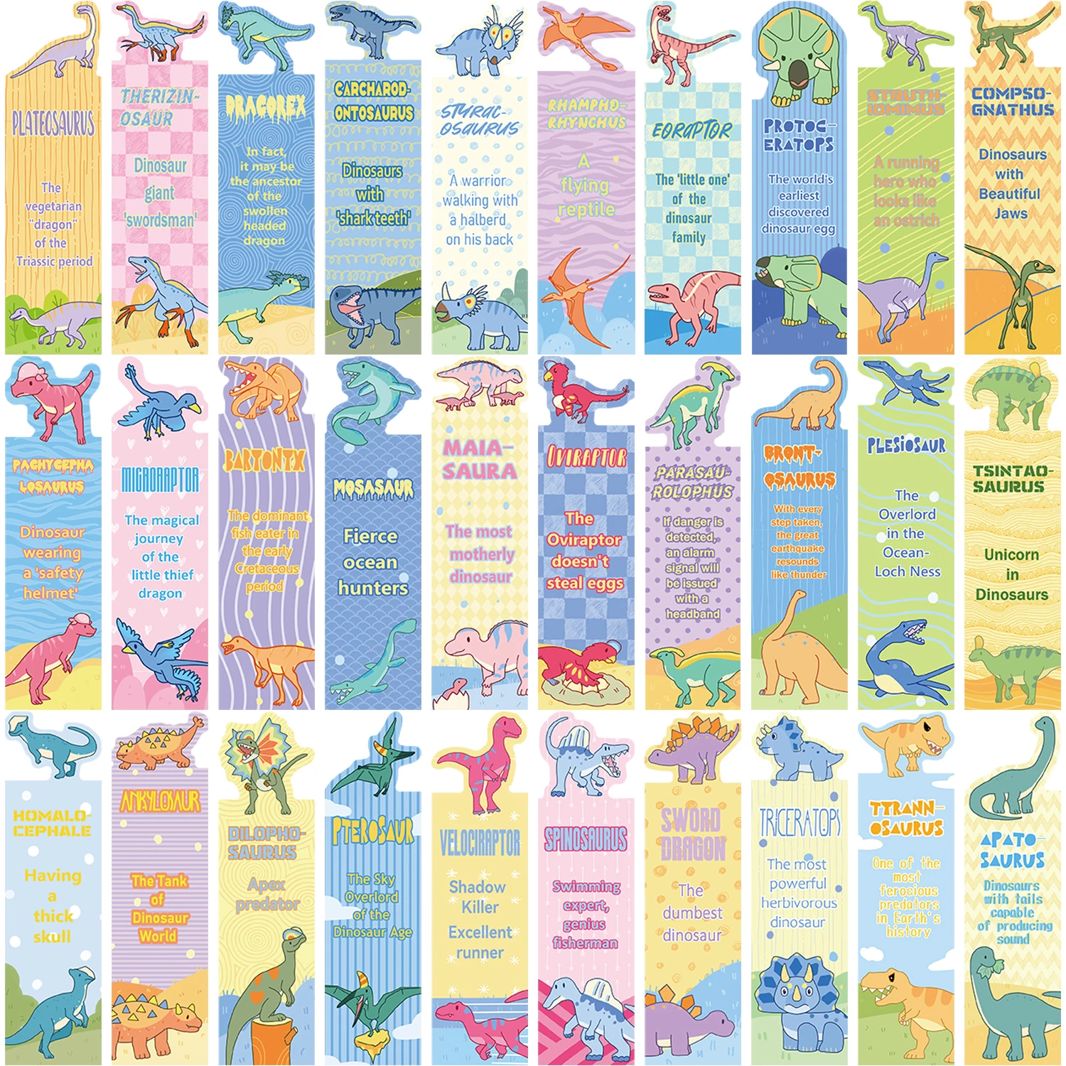 30Pcs Alien Dinosaur Animal Bookmarks Collection Bookmarks with Cute Cartoon Designs DIY Message Tags and Vivid Paper Craft