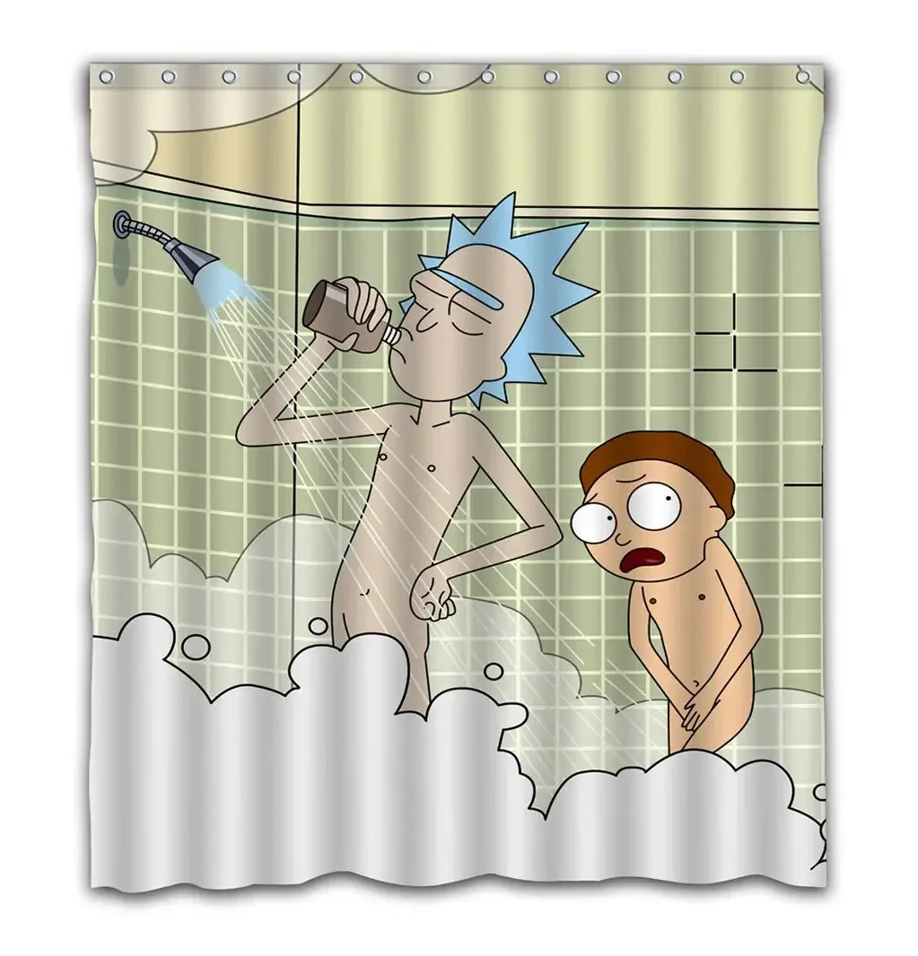 Custom Funny Grandpa and Grandson Shared Bath Printing Waterproof Fabric Shower Curtain 1 Custom Funny Grandpa and Grandson Shared Bath Printing Waterproof Fabric Shower Curtain 1