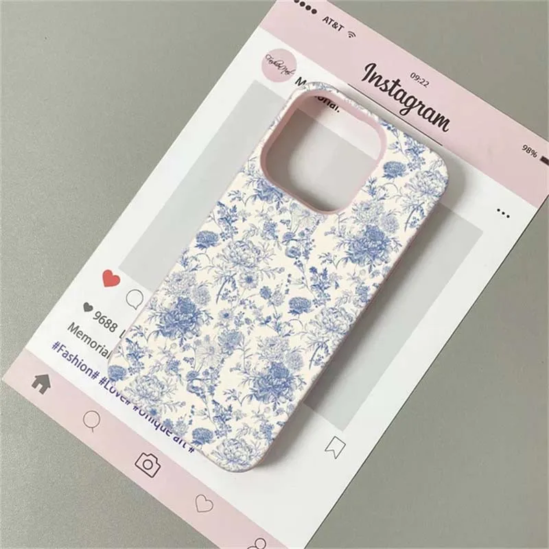 Vintage Floral Leather Silicone Phone Case