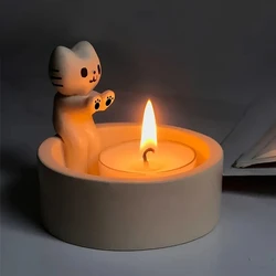 Kitten Candle Holder Cute Cat Candlestick Creative Aromatherapy Candle Holder Durable High Tempe Cartoon Candlestick Decoration