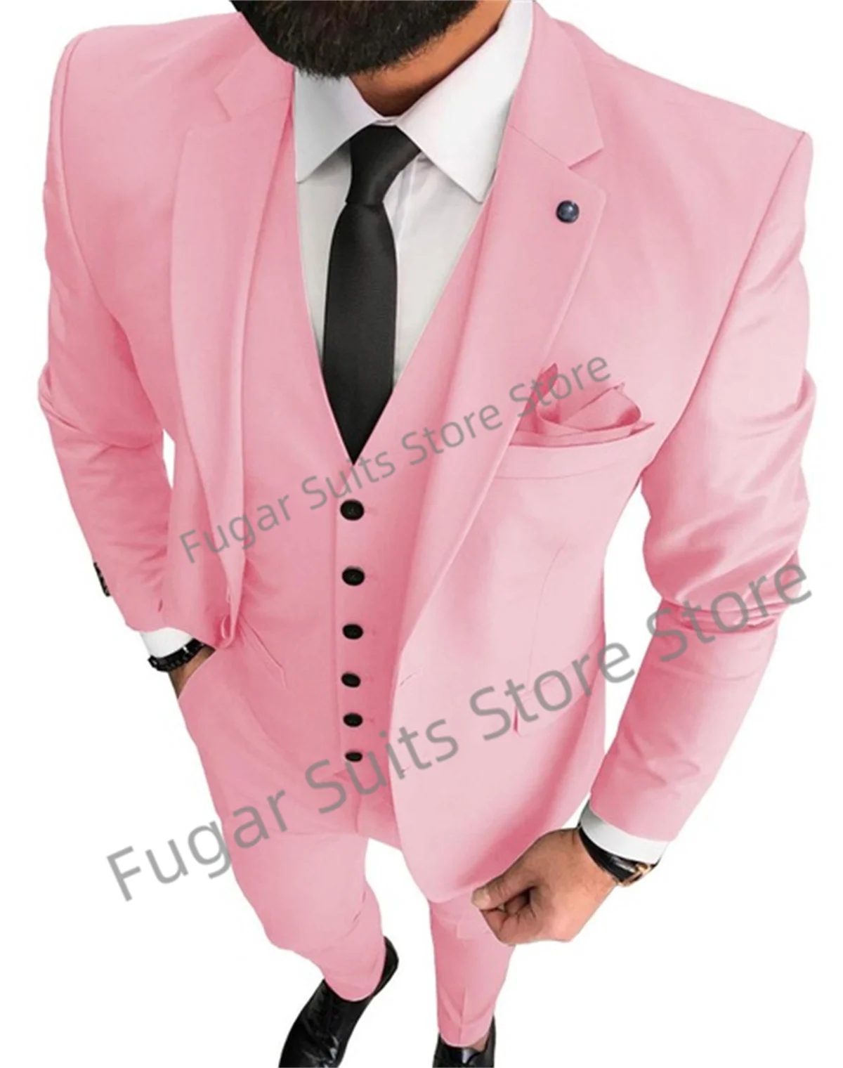 Business Mens Wedding Suit Slim Fit Single Breasted Groom Tuxedos Tailor Made 3 Pieces Jacket+Pant+Vest Trajes De Homber