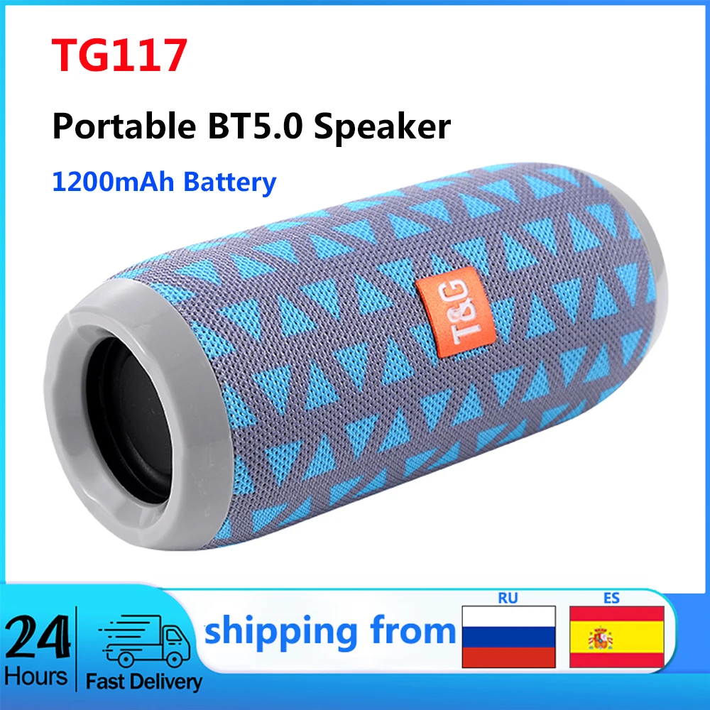 

TG117 Portable Bluetooth Speaker Wireless Bass Column Subwoofer Waterproof Stereo Loudspeaker Outdoor Music Box TF Card FM Radio