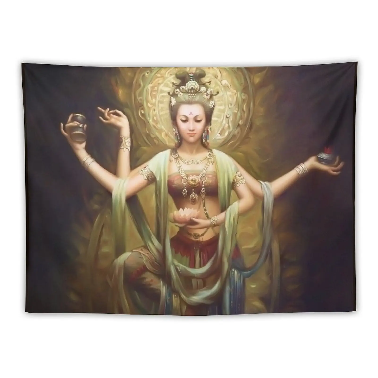 

Quan Yin, The Mother and Goddess of Compassion Tapestry Wall Art Things To The Room Carpet On The Wall Tapestry