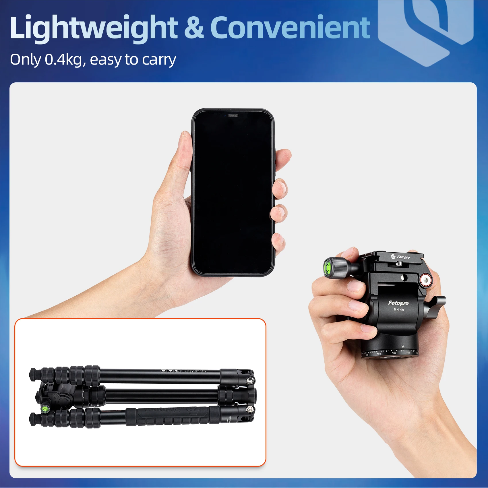 Fotopro Tripod Head Lightweight Panoramic Camera Video Head with Vertical Horizontal Shooting Quick Release Plate for DSLR Camer