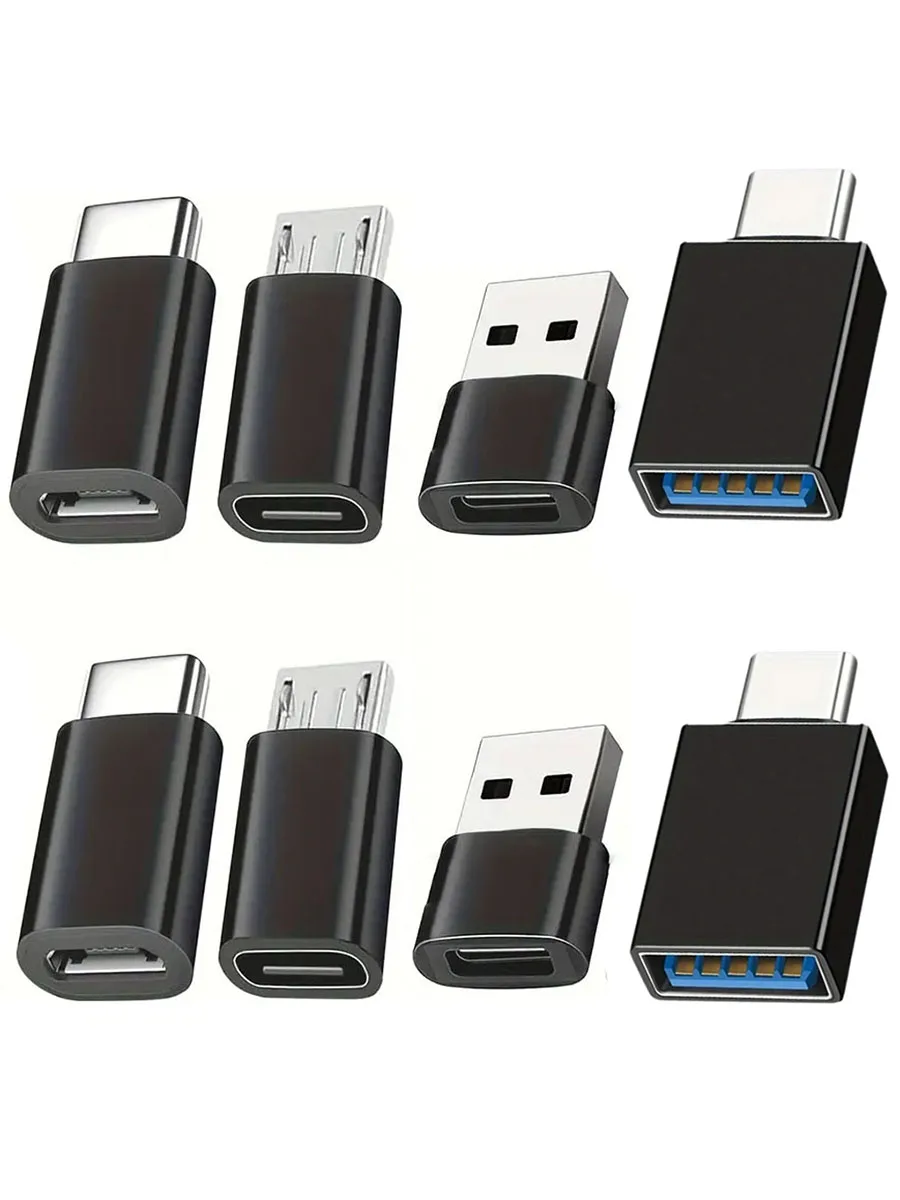 8 قطع محول USB إلى USB C، محول USB من النوع C أنثى إلى USB، محول مايكرو USB إلى USB C أنثى/ذكر، لأجهزة الكمبيوتر المحمولة والسيارا...
