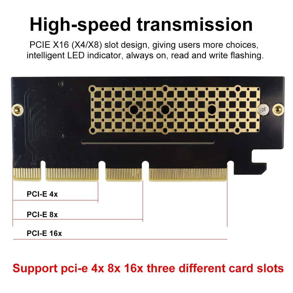 Adaptador NVMe M2 M.2 M Key 2230 2242 2260 2280 SSD a tarjeta conversora PCI-e 3.0 compatible con PCIE X4 X8 X16