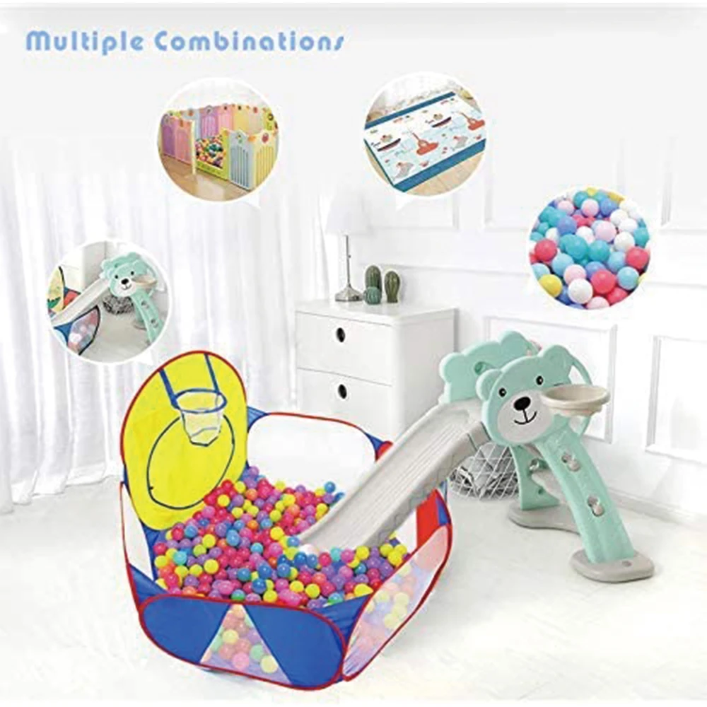 1.2M Portable Baby Ball Pool with Basket Foldable Children's Play Tent Cartoon Ball Pit Pool In/Outdoor Sports Educational Toy 6