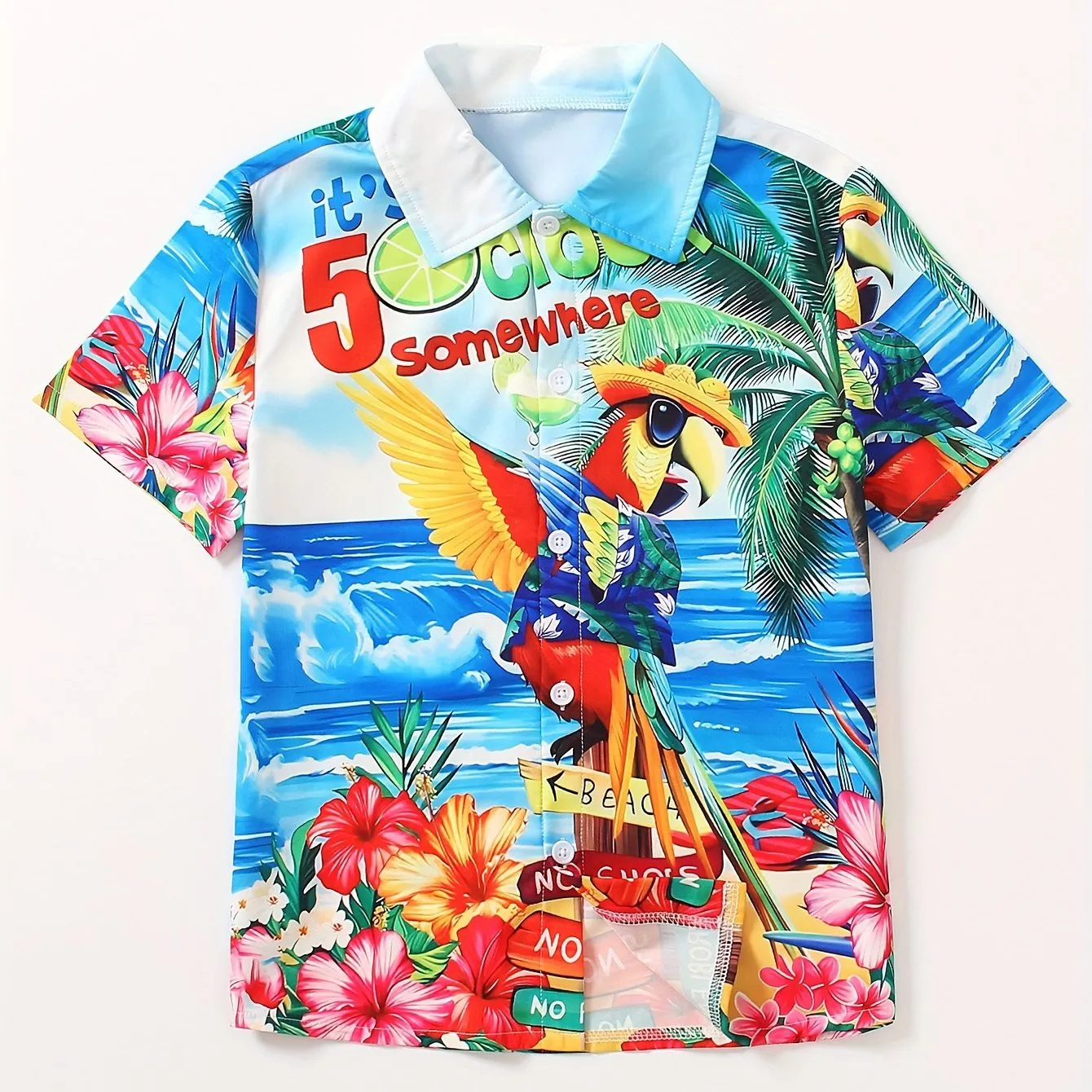 Boys Casual Short Sleeve top Shirt With Kawaii Print Summer Fashion Hawaii Theme Colorful Patterns Lightweight Breathable Fabric