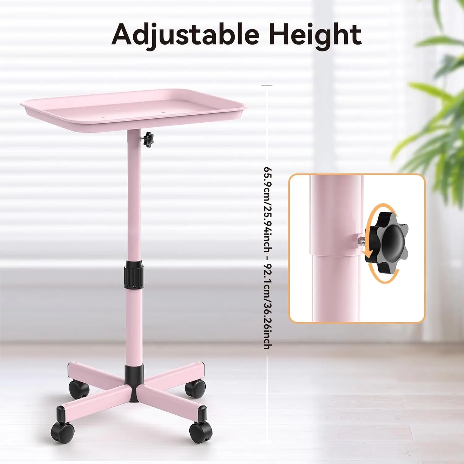 Salon Tray on Wheels, Adjustable Tattoo Tray Salon Trolley Cart for Hair Stylist Salon Rolling Tray for Clinic