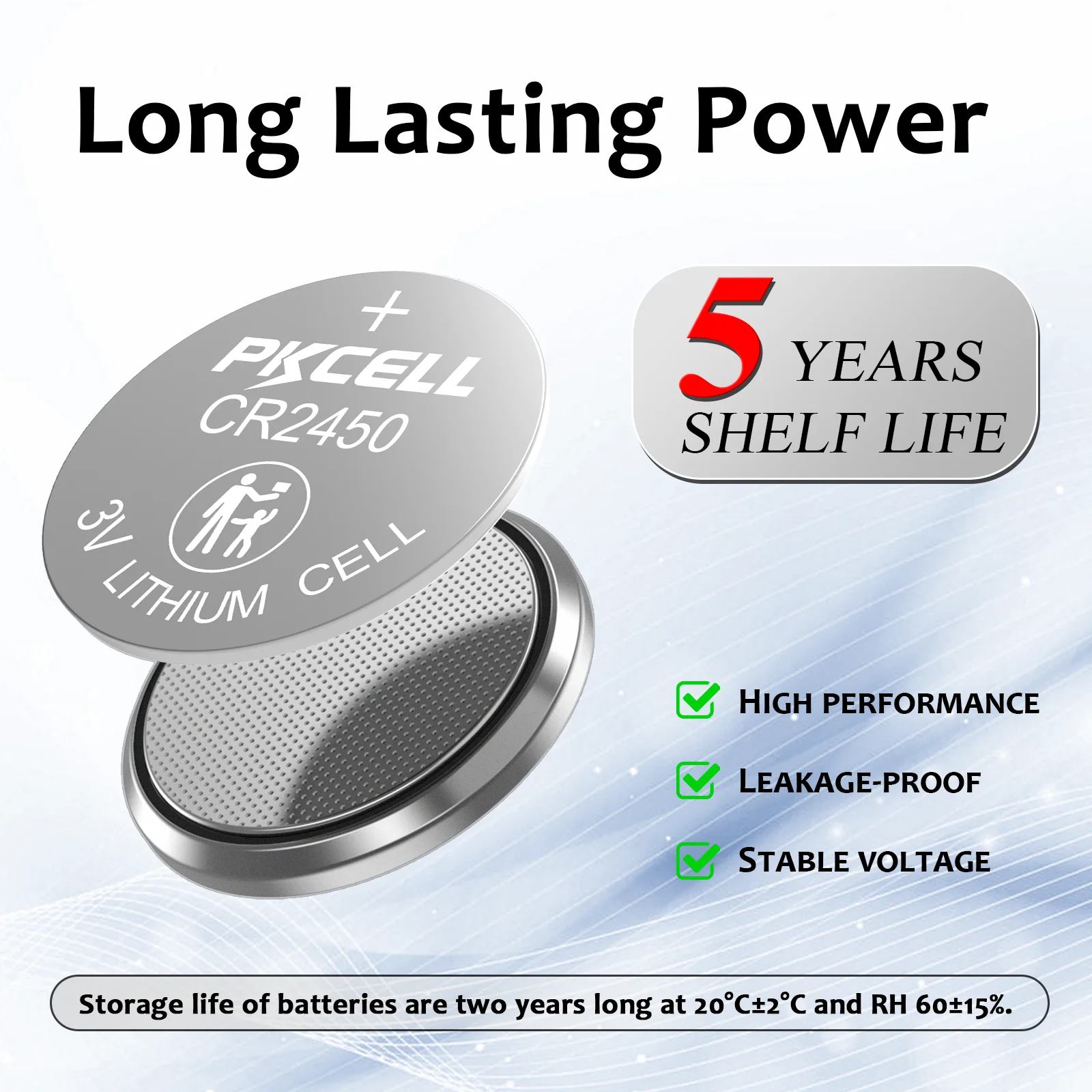 5 Pack CR2450 Lithium Battery Long-Lasting & High Capacity 3 Volt Coin &  Button