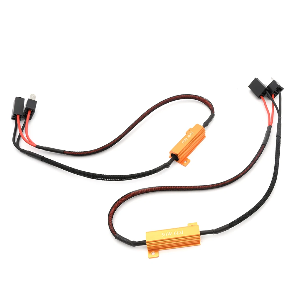 YUNPICAR H4 HB2 9003 50W 6Ohm LED Load Resistors Adapter Fix Flashing Flickering
