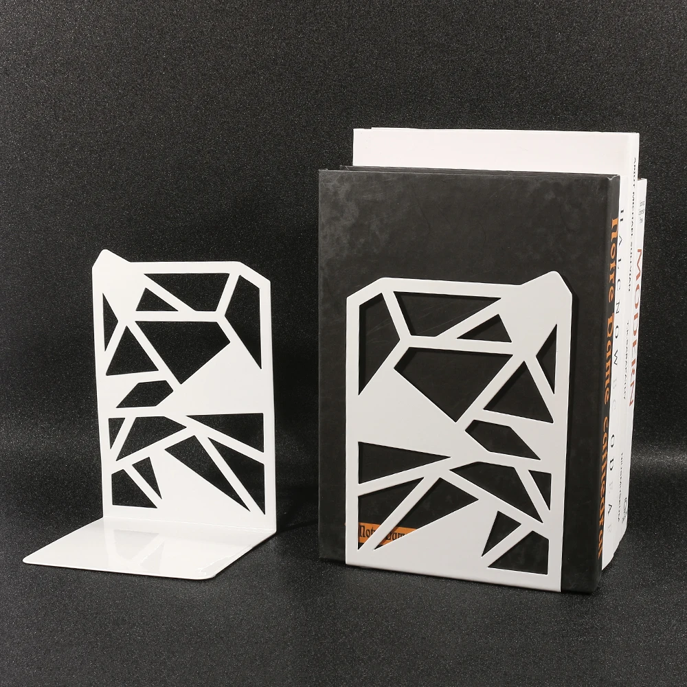 Hollow-out Metal Bookends Hourglass Design Metal Bookends for Home Office Decorative Book Stoppers Book Holders 3