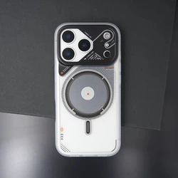 Luxurious Mechanical Style Magnetic Phone Case with Wireless Charging Armor Cover - iPhone 15 (WHITE)