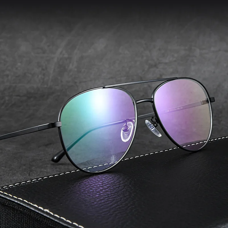 Fashion Plus Size Aviator Eyeglasses Vintage Titanium Eyewear Prescription Glasses Frame Men 2194-C