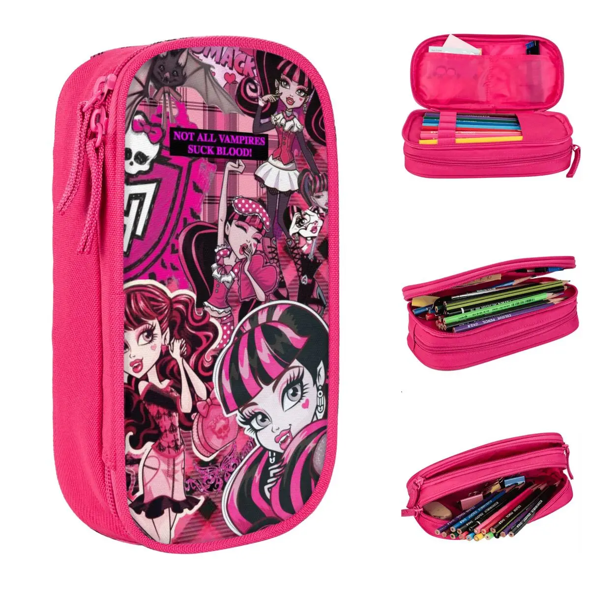 Astuccio Per Matite Monster High Classic Draculaura Anime Pen Bags Kids Large Storage Studenti School Cosmetic Pencil Box