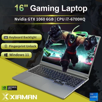 Xiaman 16 inch Gaming Laptop intel Core i7-6700HQ GTX 1060 IPS 1920*1200 Notebook PC 16GB RAM 1TB SSD Windows 11 Laptop Computer 1