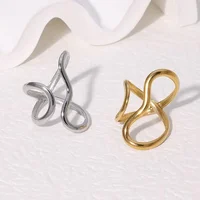 Stainless Steel Gold Color Rings for Women Men 2024 Colorfast Popular Party Personalized Exaggerated Charms Jewelry Gifts - Image 3