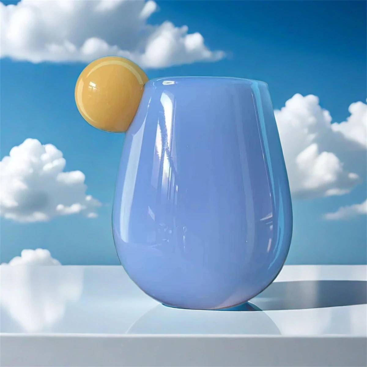 European Ins Candy Color Creative Fat Belly Glass Milk Coffee Cup Household Heat-resistant Thickened Single-layer Water Cups