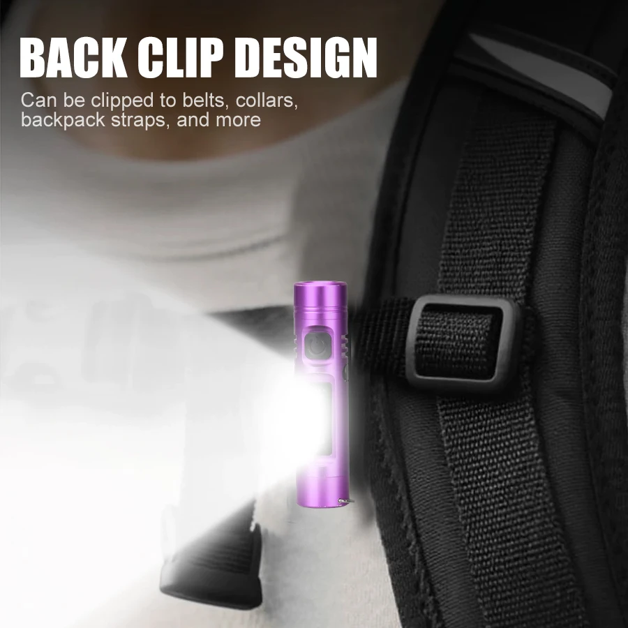 Compact LED COB Keychain Flashlight - USB Rechargeable Torch with Magnetic Clip and 9 Light Modes for Outdoor and Emergency Use