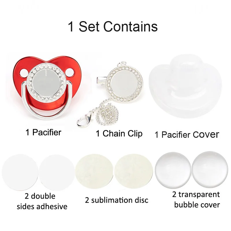 Baby Pacifier Blank Pacifier Newborn Babies Pacifiers with Rhinestone Clips 6 Colors Infant Photo Nipple