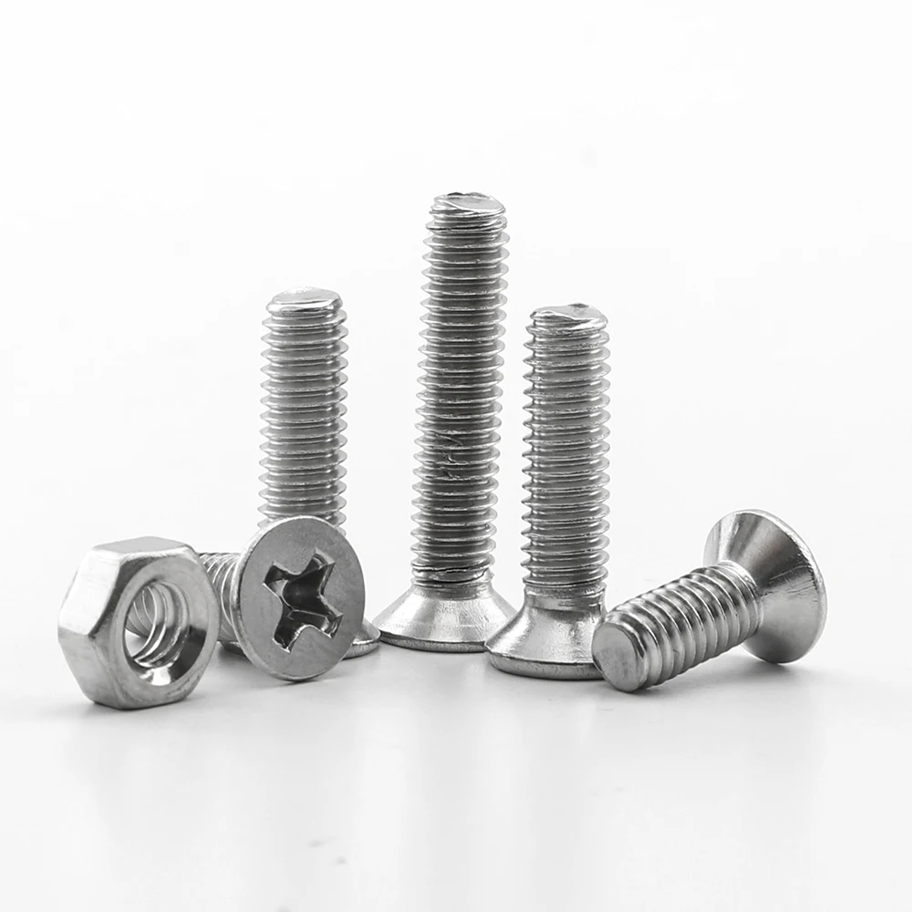 NINDEJIN M2 M2.5 M3 M4 M5 Phillips Flat Head Screw Machine Screw Assortment Kit with Nuts Stainless Steel stainless steel screws screw bolt nut set screw washer nut kit