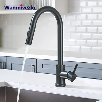 Wanmivezlo rubinetti da cucina estraibili rotazione di 360 ° miscelatore da cucina miscelatore monocomando rubinetto lavello da cucina rubinetto per acqua calda fredda 1