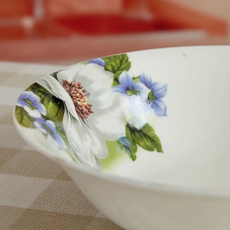 9 inch, bone china dinner serving tray, floral wedding decorative plates, ceramic soup plate, porcelain servies et dishes