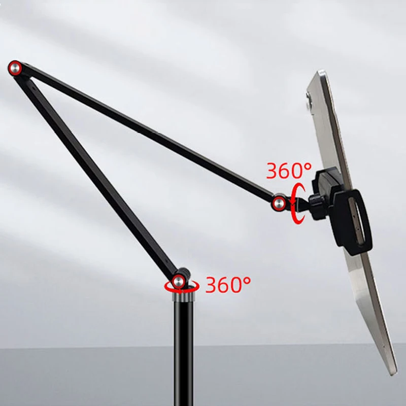 Alumínio Cantilever Dobrável Suporte Tablet Phone Universal Ipad Stand Estética Preto Piso Painel Ipad Titular para Cama 12.9 Polegada - Imagem 5