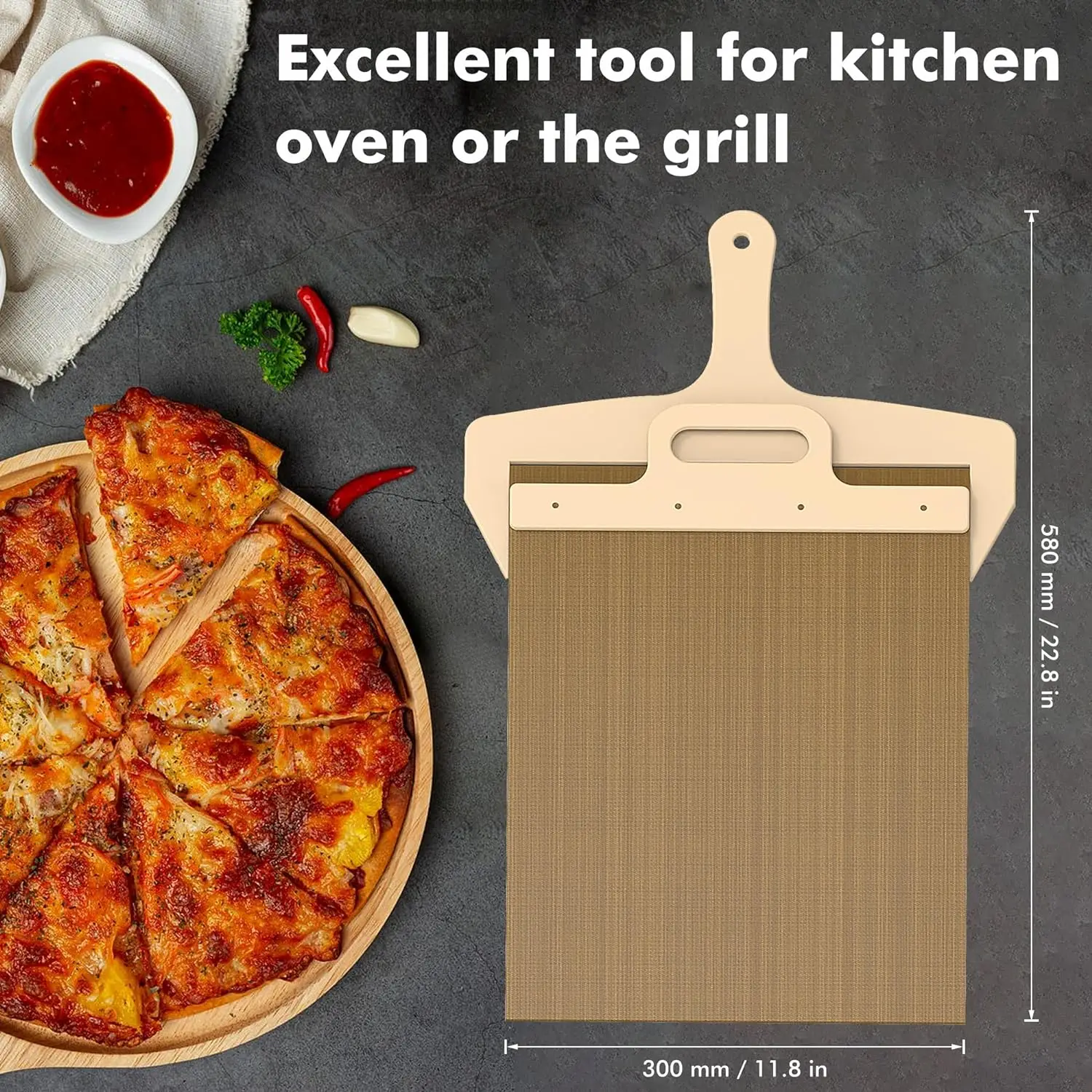 Sliding Pizza Peel Shovel Storage Board Pala Pizza Scorrevole Wooden Handle Transfer Spatula Bread Kitchen Baking Tools