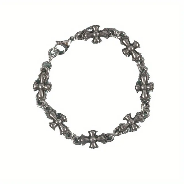 1pc Gothic Style Cross Men's Floral Pattern Bracelet Suitable for Daily and Party Wear, Birthday and Holiday Gift Jewelry 5