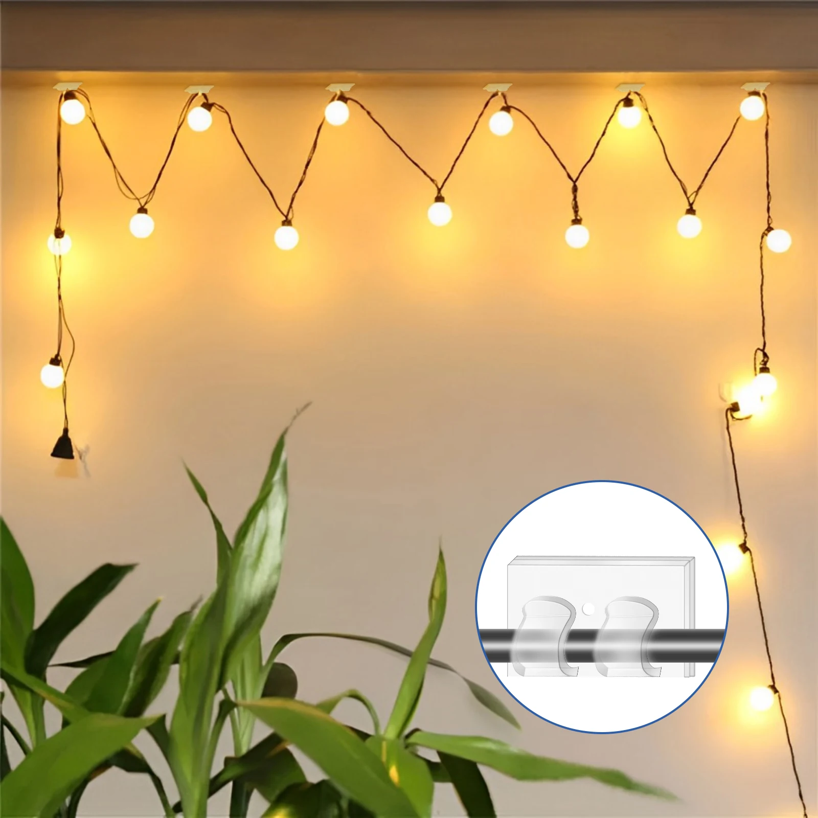 30pcs Cable Organizer Clips Cord Keeper Wire Manager Cord Holder String Lights Clips Self Adhesive Cable Hooks Clear Clamp
