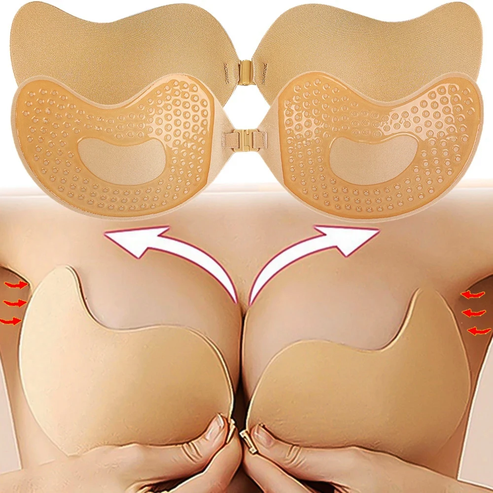 Silicone Sticky Backless Bra Strapless Push Up Seamless Self